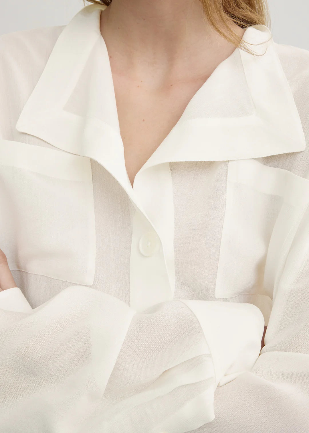 Toteme Overlapping Collar Blouse in Milk
