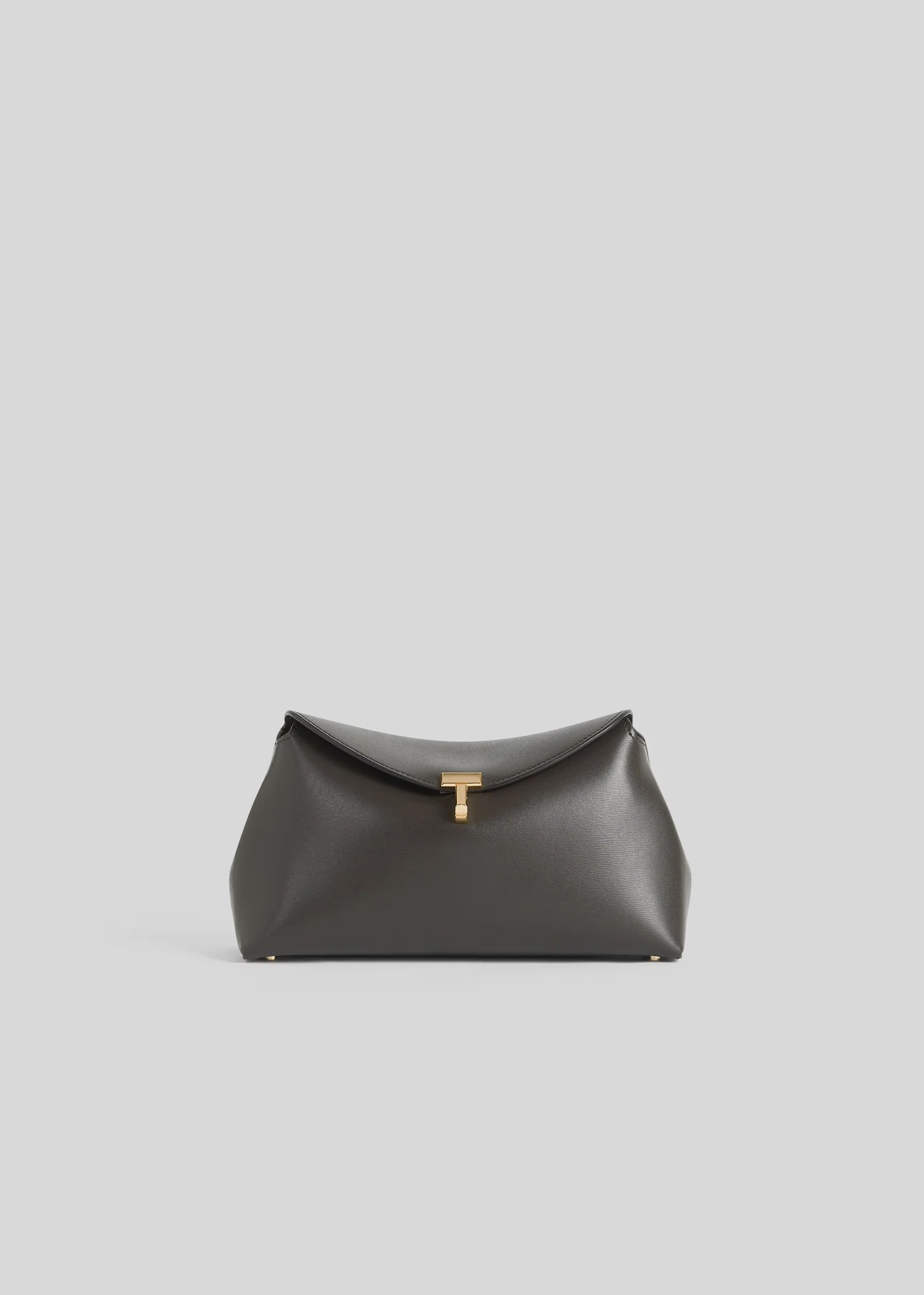 Toteme T-Lock Leather Clutch in Bark