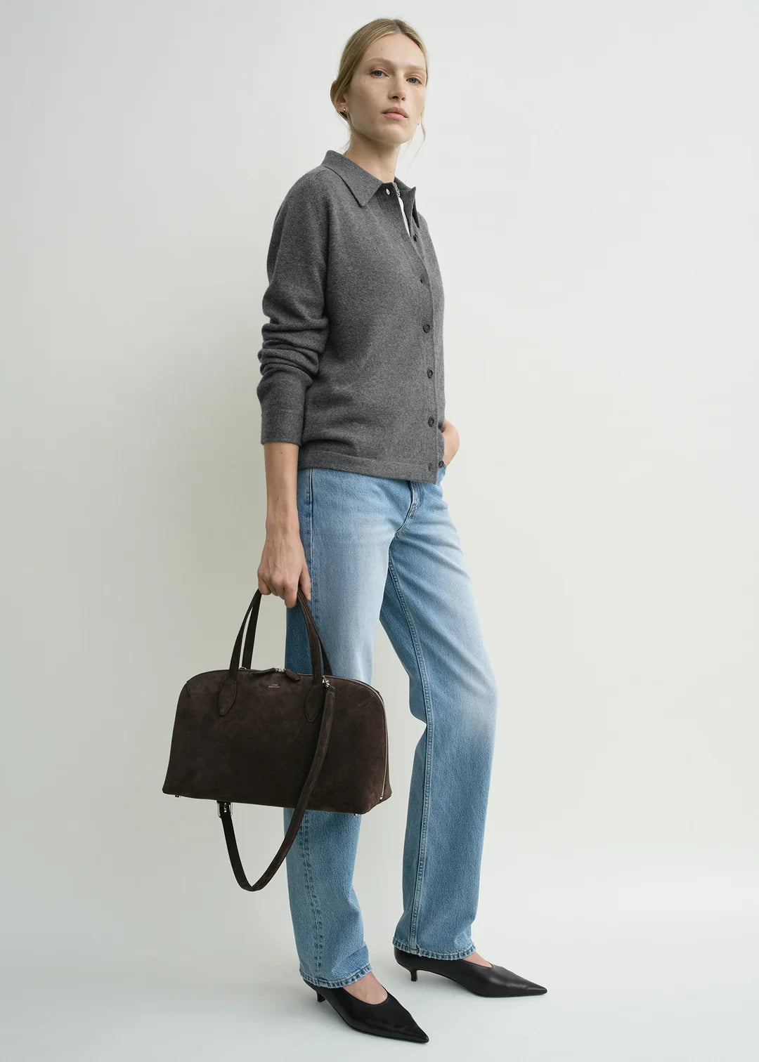 Toteme Medium Suede Day Tote in Brown
