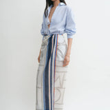 Toteme Collector Sarong Cotton  in Ecru and Navy