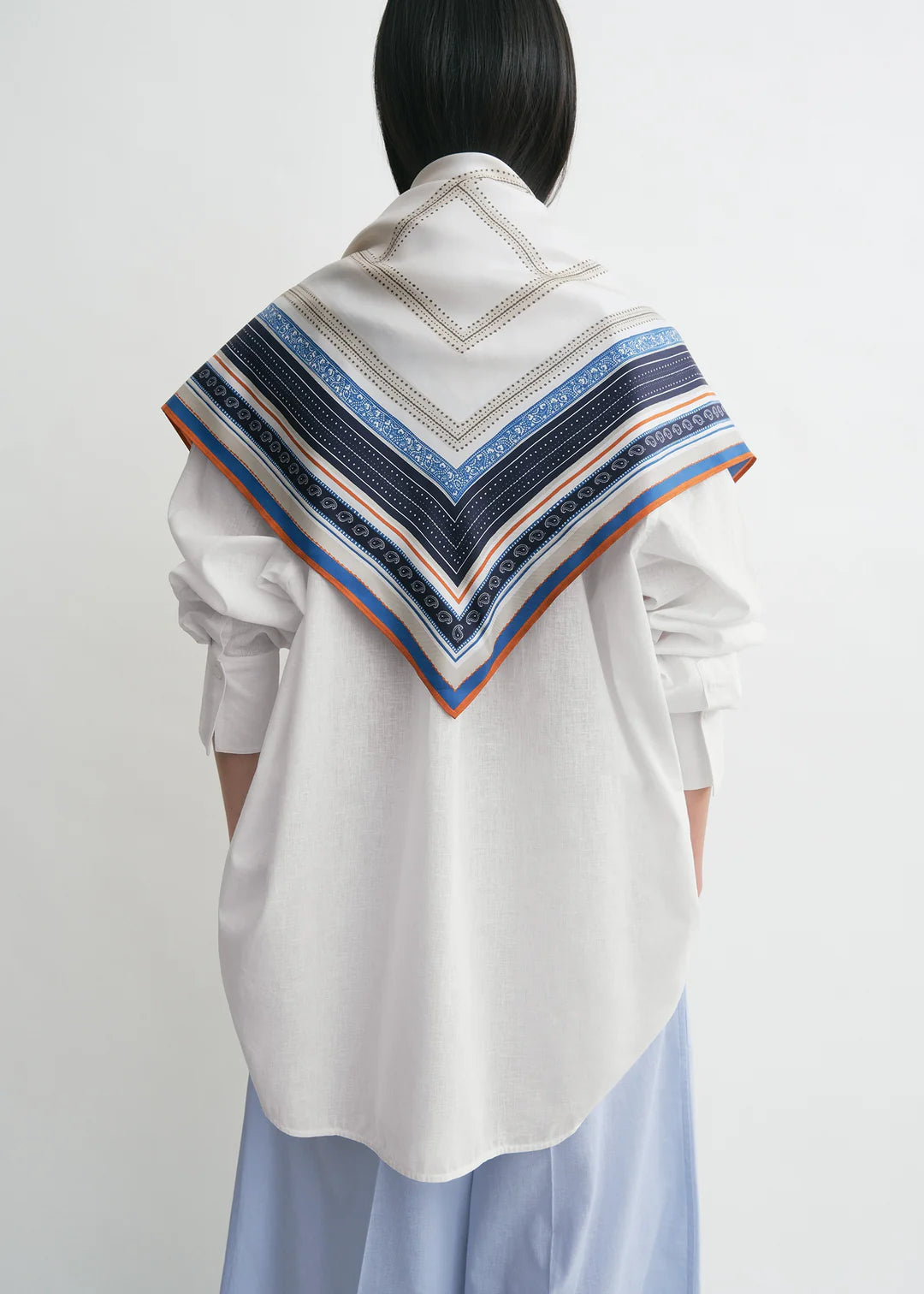 Toteme Collector Sarong Silk in Ecru and Navy