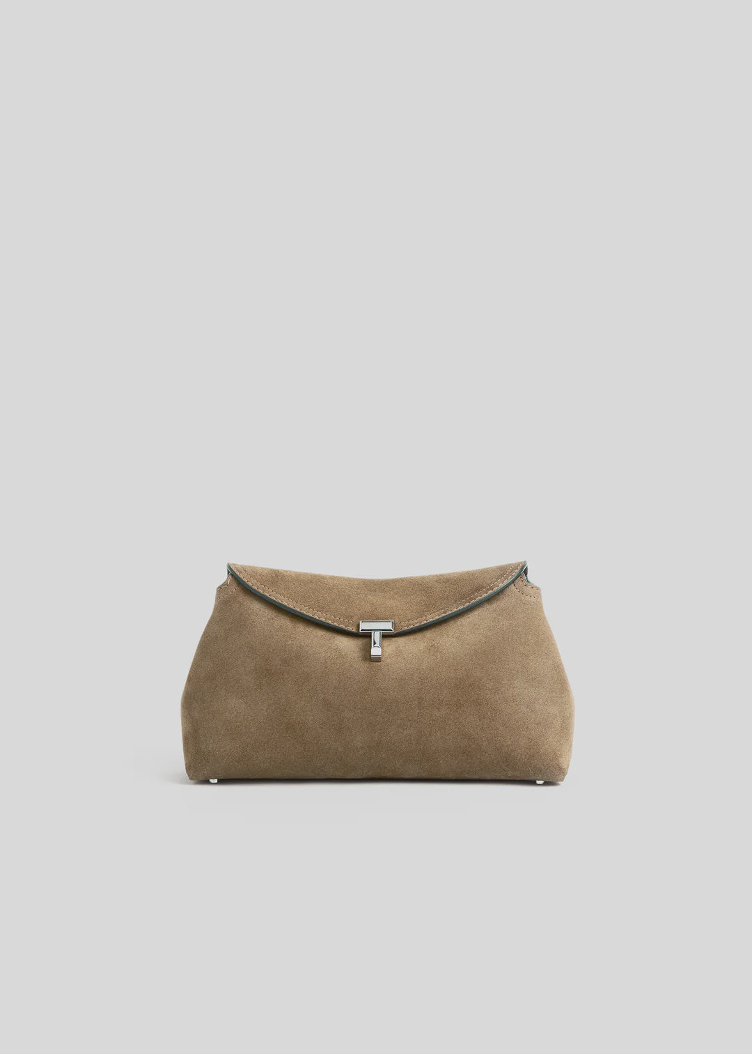 Toteme T-Lock Suede Clutch in Tobacco