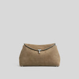 Toteme T-Lock Suede Clutch in Tobacco