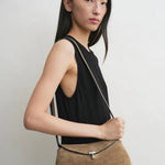 Toteme T-Lock Suede Clutch in Tobacco