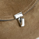 Toteme T-Lock Suede Clutch in Tobacco