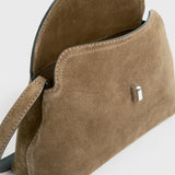 Toteme T-Lock Suede Clutch in Tobacco