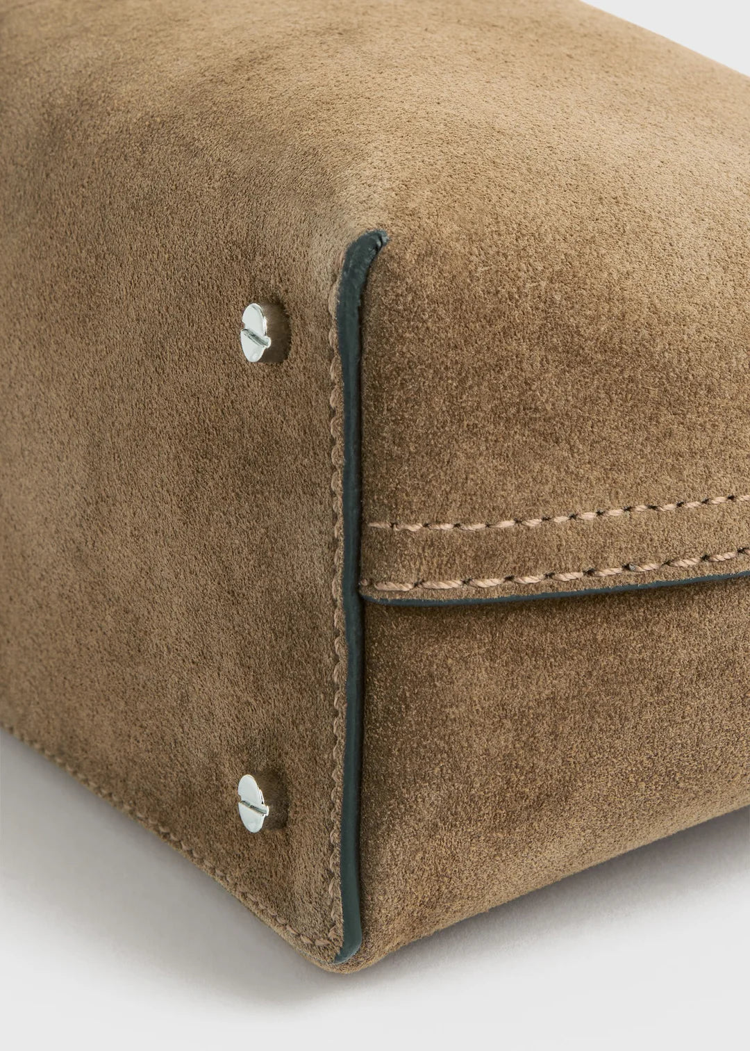 Toteme T-Lock Suede Clutch in Tobacco