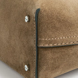 Toteme T-Lock Suede Clutch in Tobacco