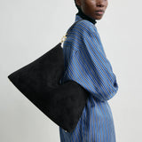 Toteme Medium Bevel Suede Bag in Black