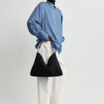 Toteme Medium Bevel Suede Bag in Black