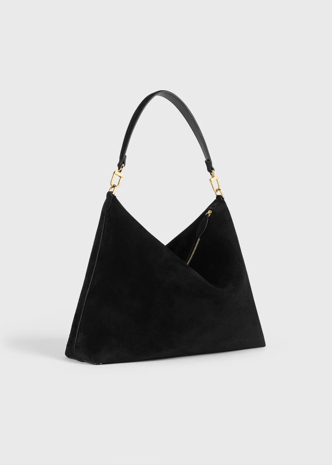 Toteme Medium Bevel Suede Bag in Black