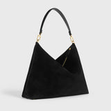 Toteme Medium Bevel Suede Bag in Black