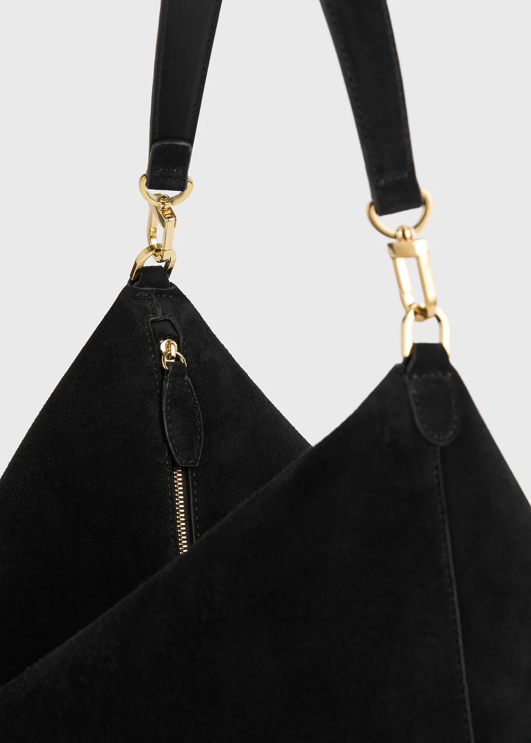 Toteme Medium Bevel Suede Bag in Black