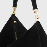 Toteme Medium Bevel Suede Bag in Black