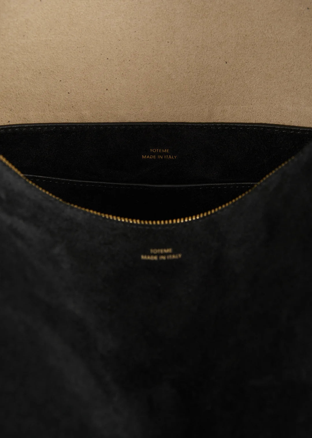 Toteme Medium Bevel Suede Bag in Black