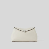 Toteme T-Lock Grained Leather Clutch in Milk
