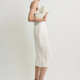 Toteme T-Lock Grained Leather Clutch in Milk