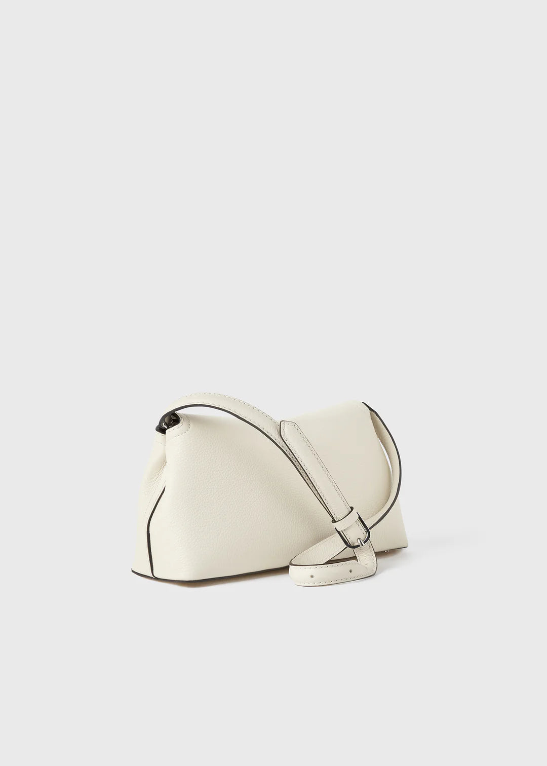 Toteme T-Lock Grained Leather Clutch in Milk