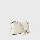 Toteme T-Lock Grained Leather Clutch in Milk
