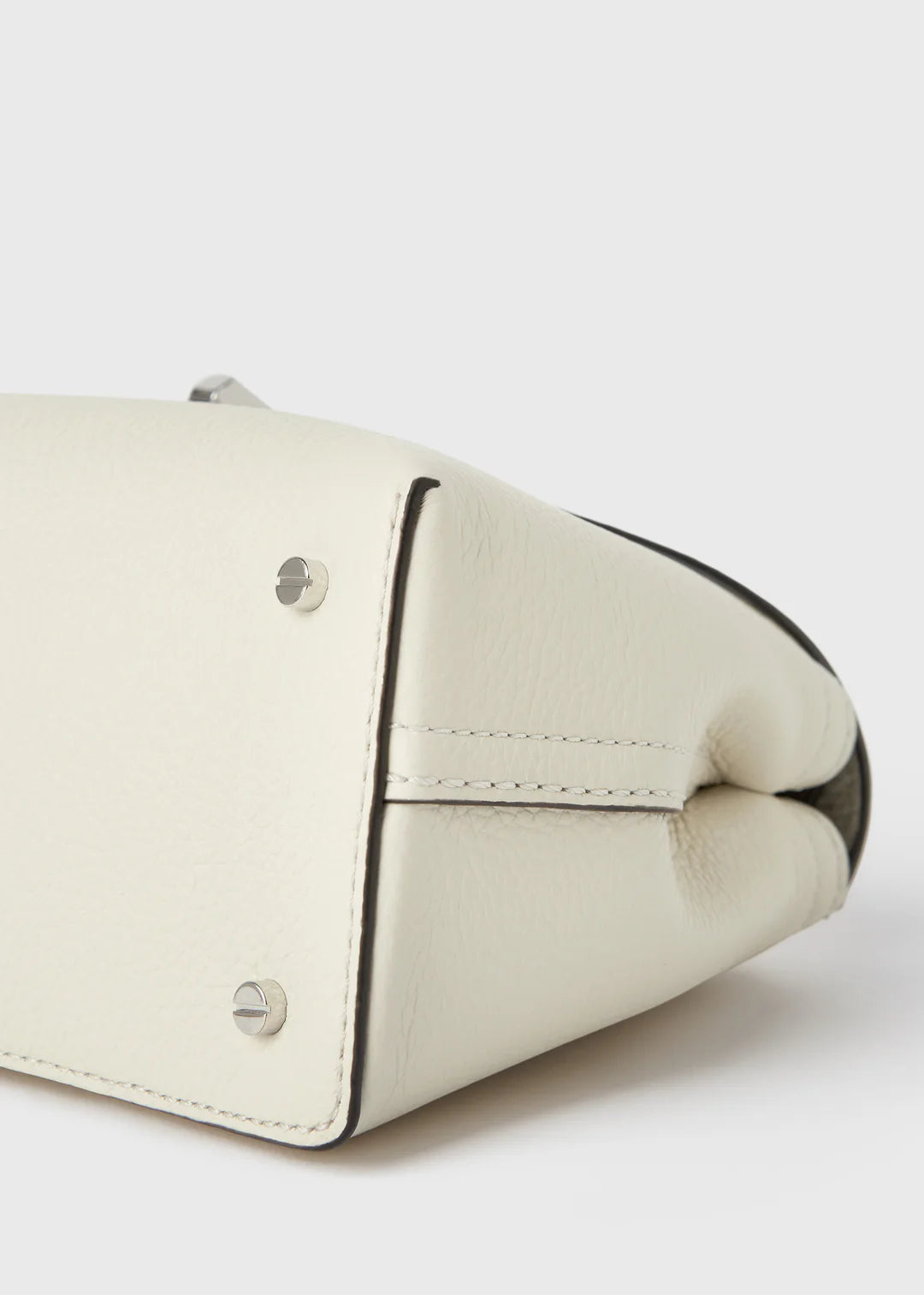 Toteme T-Lock Grained Leather Clutch in Milk
