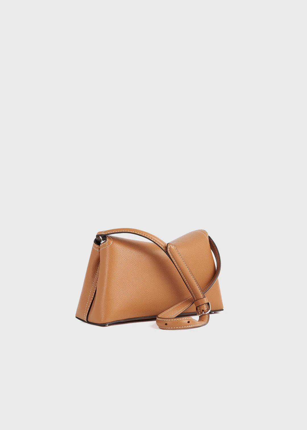 Toteme T-Lock Grained Leather Clutch in Tan