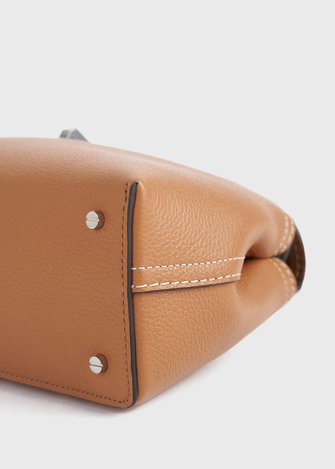 Toteme T-Lock Grained Leather Clutch in Tan