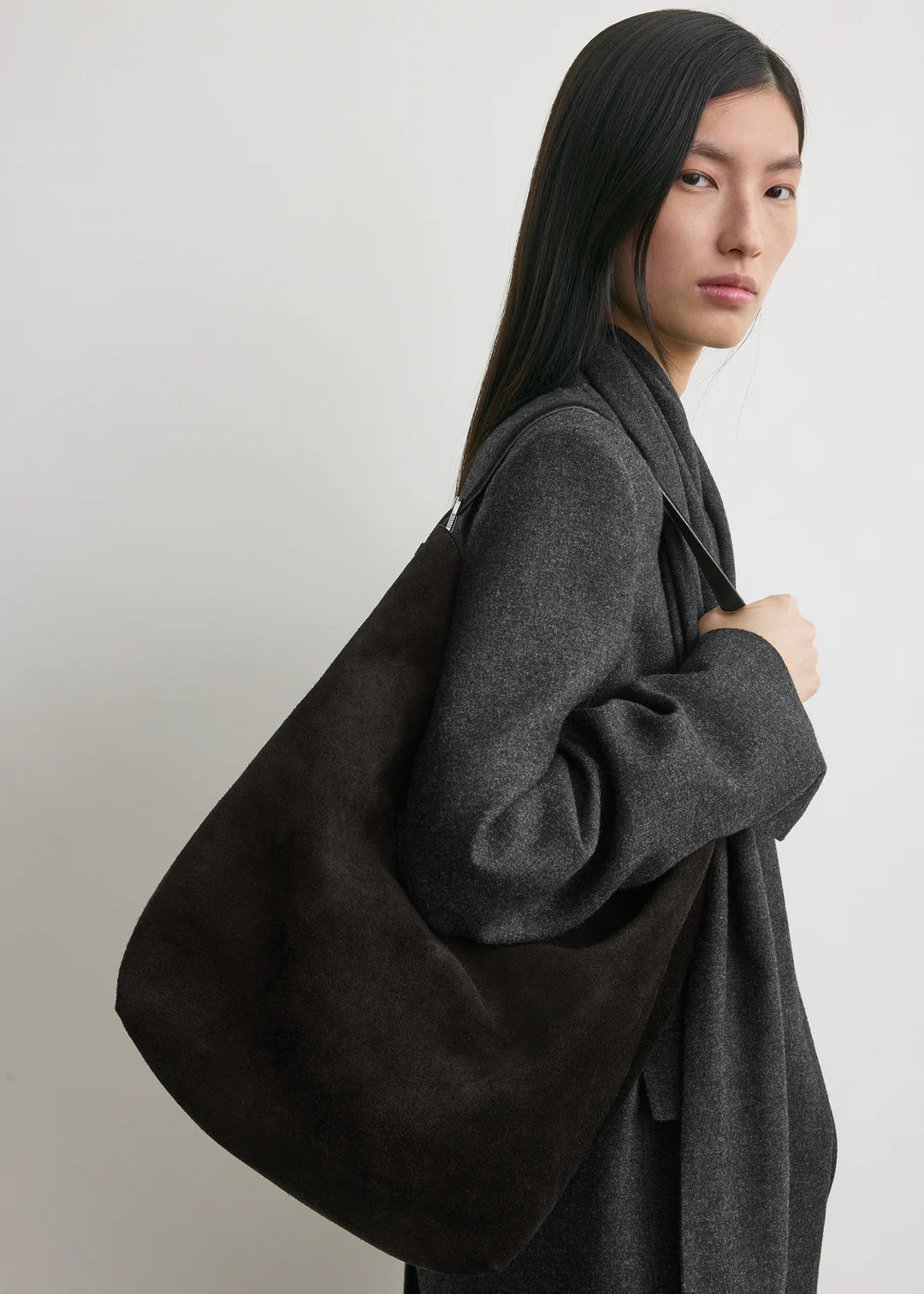 Toteme Belted Suede Tote in Espresso