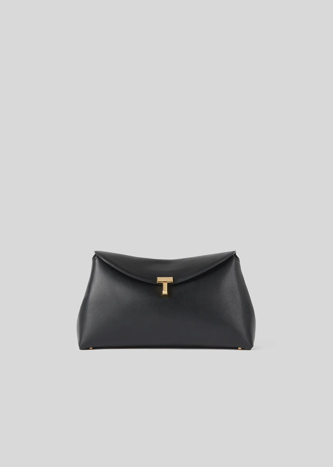 Toteme T-Lock Leather Clutch in Black