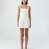 St Agni Tailored Square Neck Mini Dress in Off White