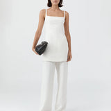 St Agni Tailored Square Neck Mini Dress in Off White