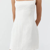 St Agni Tailored Square Neck Mini Dress in Off White