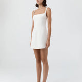 St Agni Tailored Square Neck Mini Dress in Off White