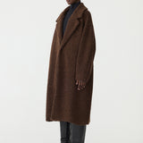 Bassike Textured Winter Coat in Chocolate Brown