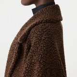 Bassike Textured Winter Coat in Chocolate Brown