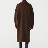 Bassike Textured Winter Coat in Chocolate Brown