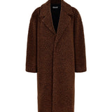 Bassike Textured Winter Coat in Chocolate Brown