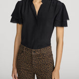 Frame The Silk Arcadia Top in Black - side view