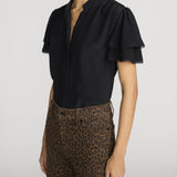 Frame The Silk Arcadia Top in Black - detail view