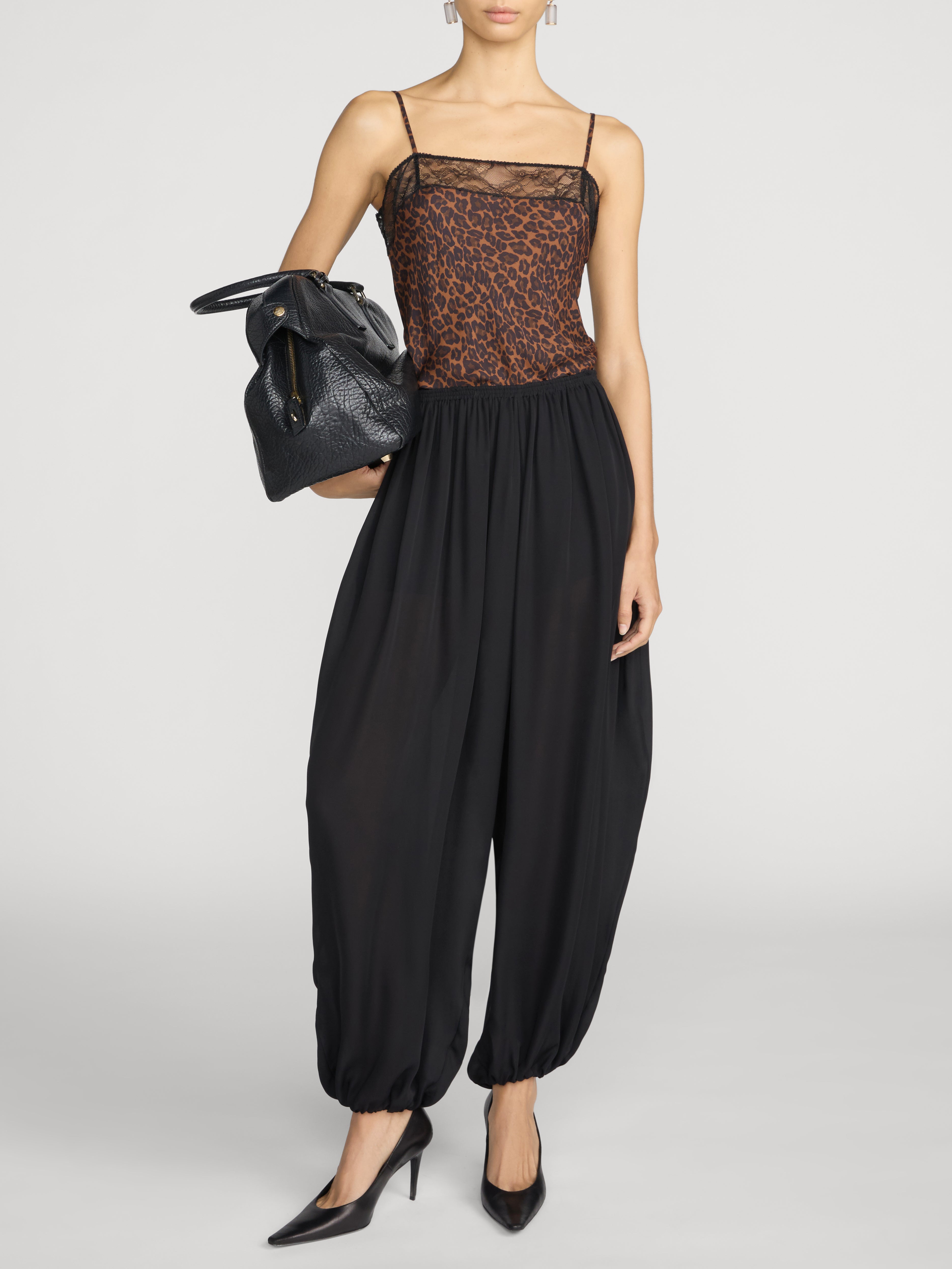 Frame The Silk Balloon Pant in Black - side view