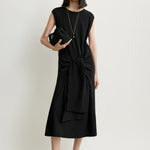 Toteme Tie-Waist Jersey Dress in Black - side view