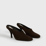 Toteme Contour Suede Mules in Brown