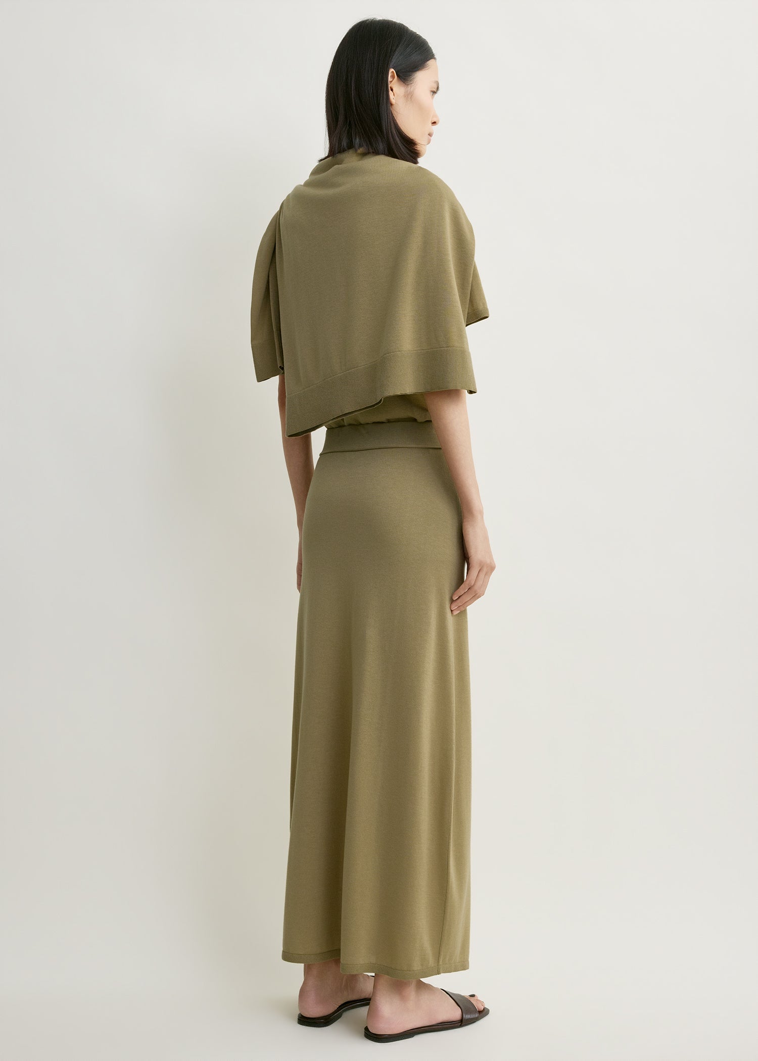 Toteme Long Knit Skirt in Desert - styled look