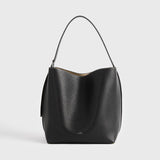 Toteme Medium Belted Grained-Leather Tote in Black