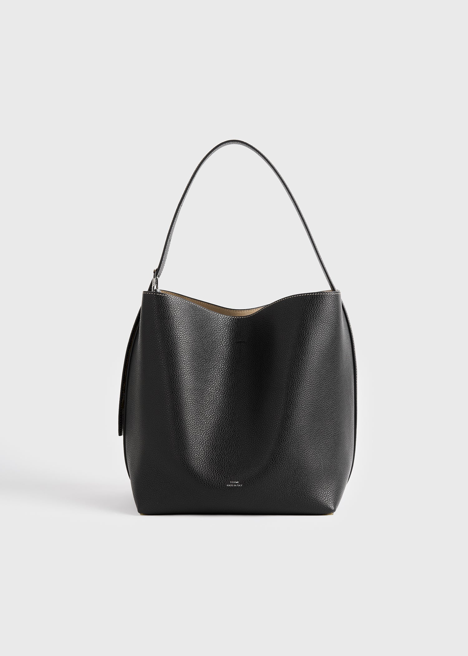 Toteme Medium Belted Grained-Leather Tote in Black