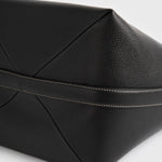 Toteme Medium Belted Grained-Leather Tote in Black - close up