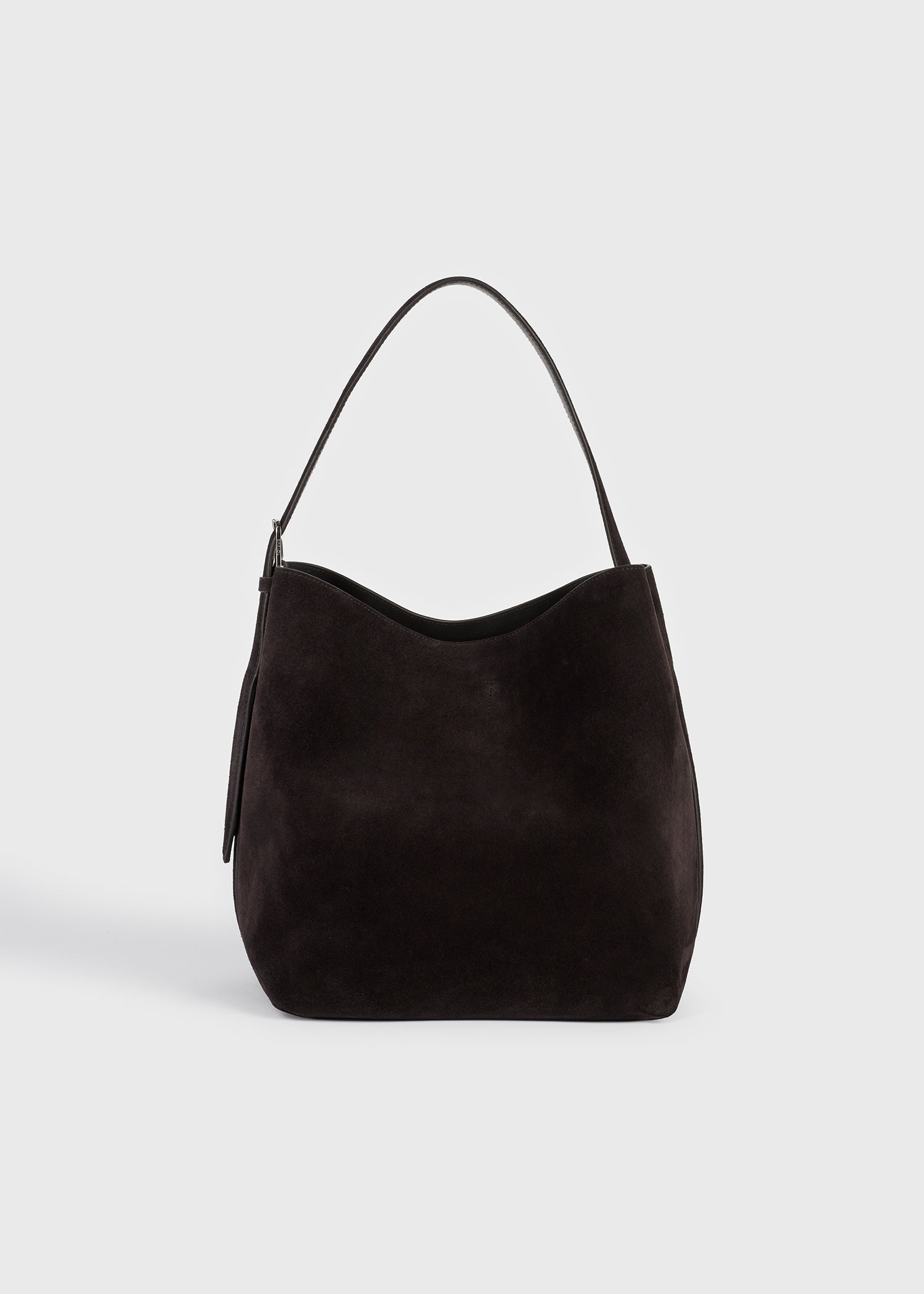 Toteme Medium Belted Suede Tote in Espresso