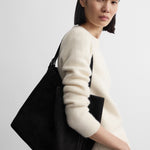 Toteme Medium Belted Suede Tote in Espresso - detail view