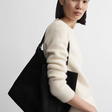 Toteme Medium Belted Suede Tote in Espresso - detail view