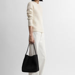 Toteme Medium Belted Suede Tote in Espresso - side view