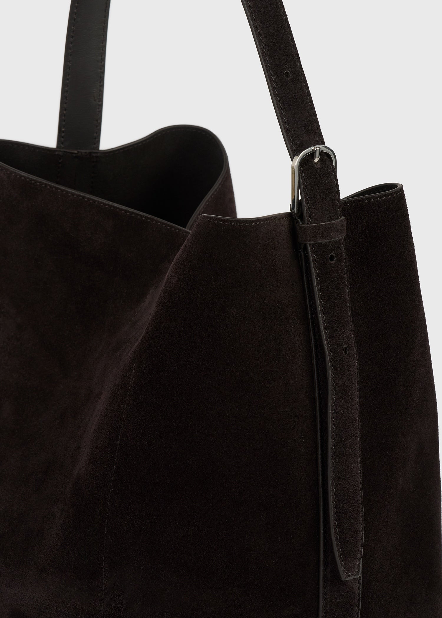Toteme Medium Belted Suede Tote in Espresso - outfit inspiration